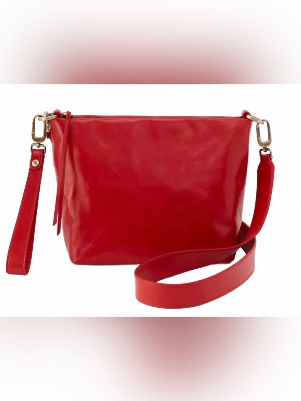 HOBO Women's Ashe Crossbody In Brick Red Leather with Wrist Strap - Picture 1 of 14